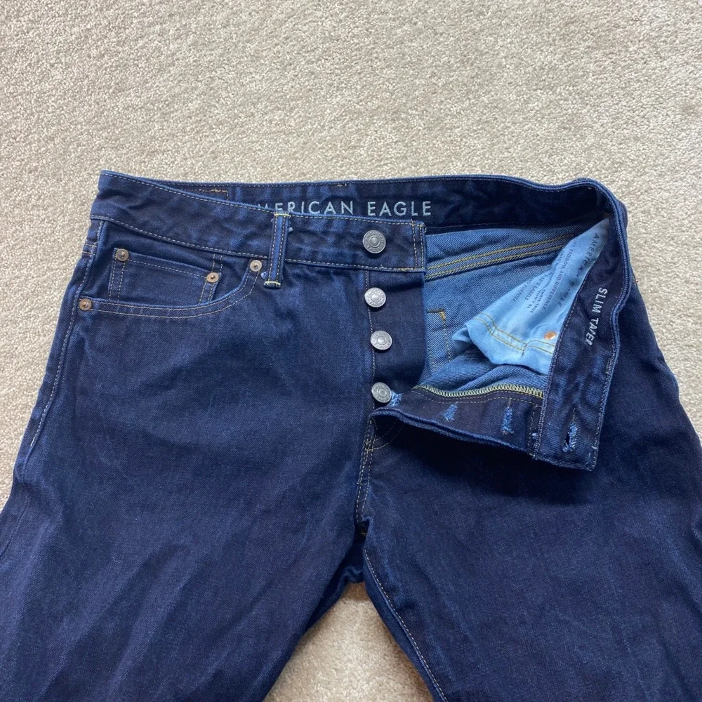 American Eagle Outfitters Jeans Mens 32x32 Slim‎ Taper Dark Wash Button Fly